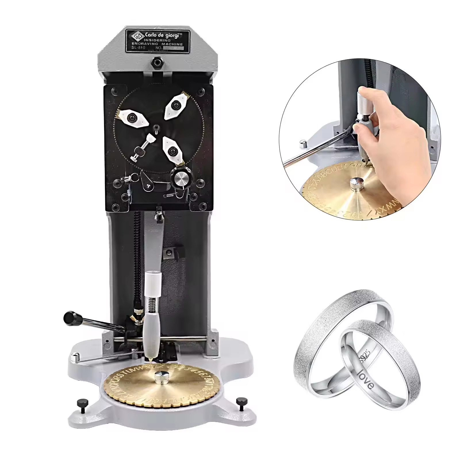 Jewelry Inside Ring Engraver Machine Dual-Sided 26 Alphabet & 9 Number Disc Gold/Silver/Platinum Rings 